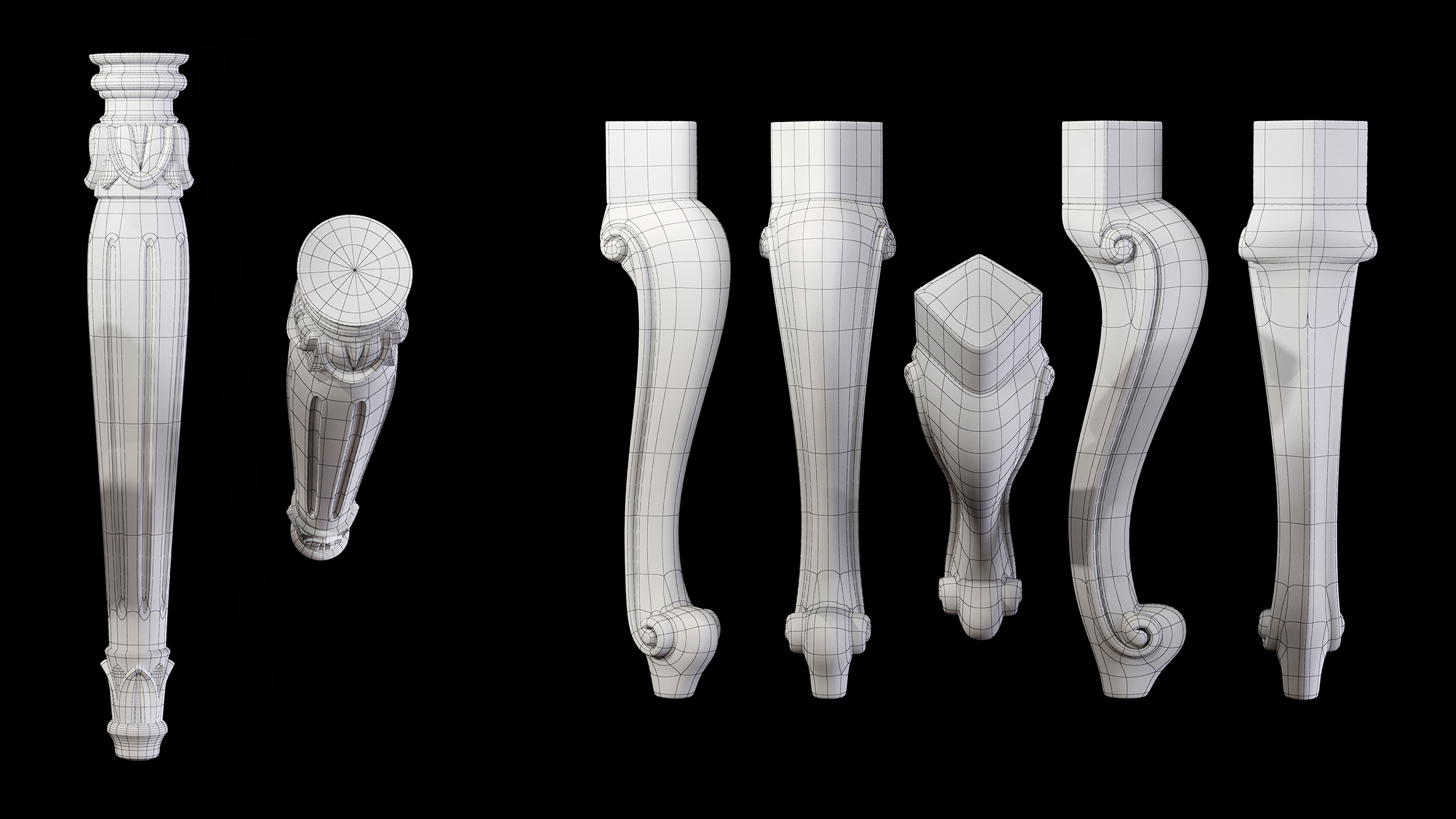 Collection of 30 classic furniture legs Part 1 model TurboSquid 1755268