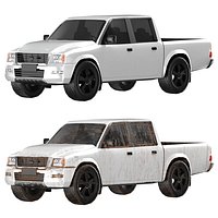 White Pickup Clean Dirty Variants Low Poly Game Ready PBR Low-poly