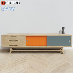 3d model nordic colour entertainment unit