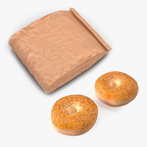 3D model Bagels with Paper Bag Collection