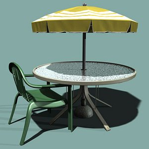 3d model patio table chair