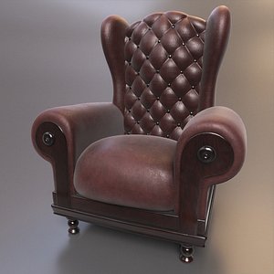 3D model Leather Fancy Vintage Arm Chair Couch