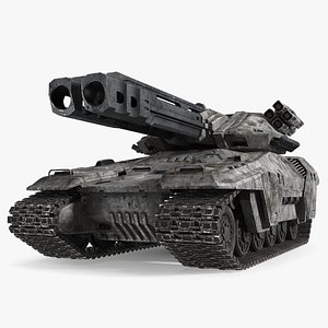 Futuristic Battle Tank with Damage