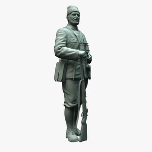 3d model statue turkish partisan hero
