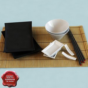 japanese dinner set 3d max