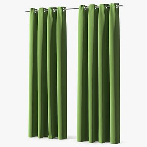 3D Classic Drapery on Metal Curtain Rod model