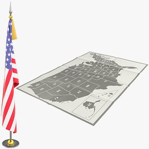 3D American Flag and Map Collection V1 model