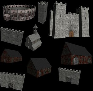 medieval town arena church 3d model