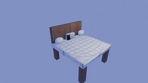 3D Modern Bed with Mattress and Pillows