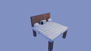 3D Modern Bed with Mattress and Pillows