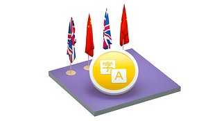 3D Isometric low-poly game ready translation scene