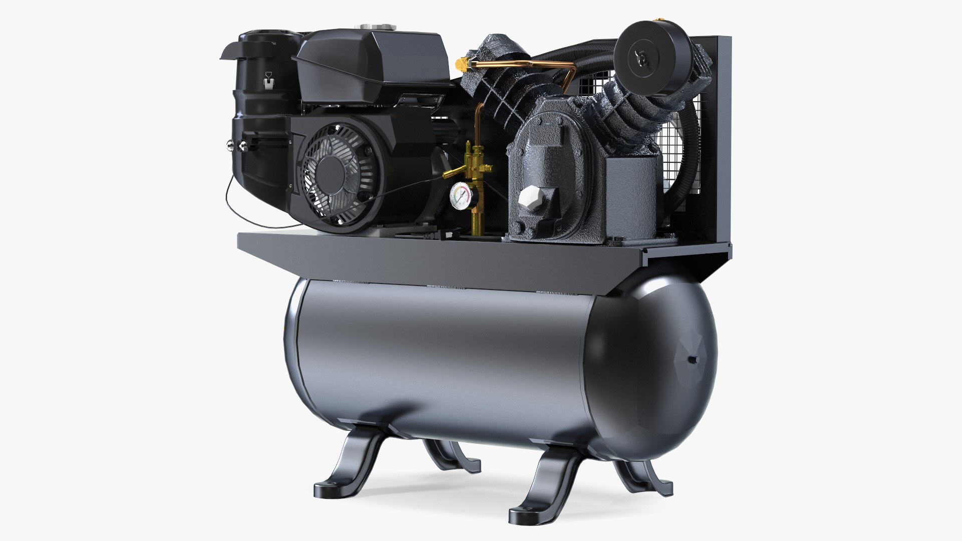Stationary Electric Air Compressor Black 3D model preview