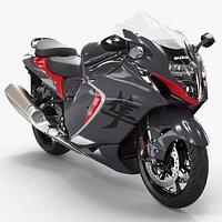 Suzuki Hayabusa GSX-1300R Two-Seat Sport Motorcycle Black Red