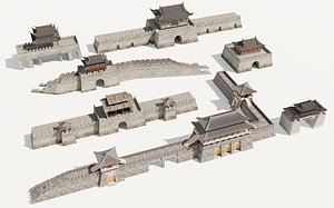 Ancient Chinese architecture city gates and towers Ancient Gate Tower 3D model