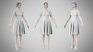 Dress 09 Aqua Meadow Mosaic 3D model