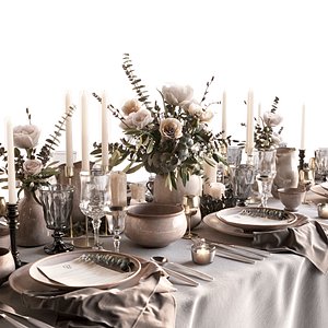 Tableware Set Dishes 3D model