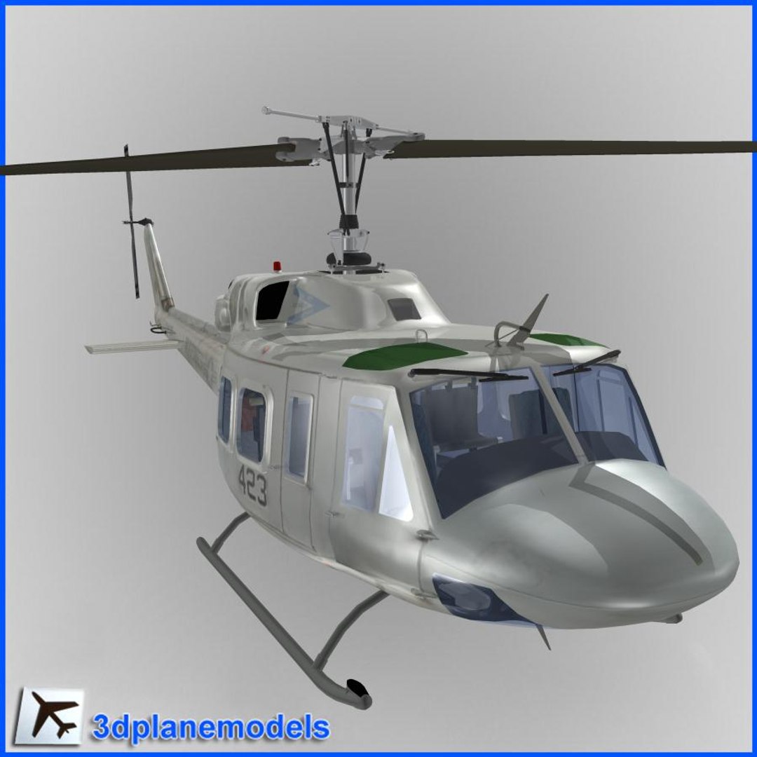 uh-1n huey helicopter 3d model