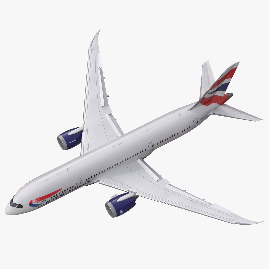 Boeing 787-8 Dreamliner British Airways Rigged 3D Model 3D model preview