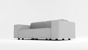 3D Modern Two-Seater Sofa - Minimalist Contemporary Design model