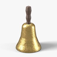 Victorian Funeral Hand Bell - Aged Brass and Dark Wood Horror Prop