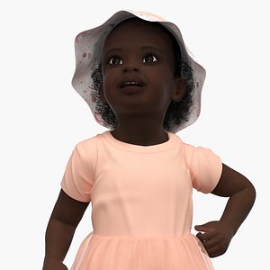 Little African Girl in Summer Outfit Rigged for Maya 3D model
