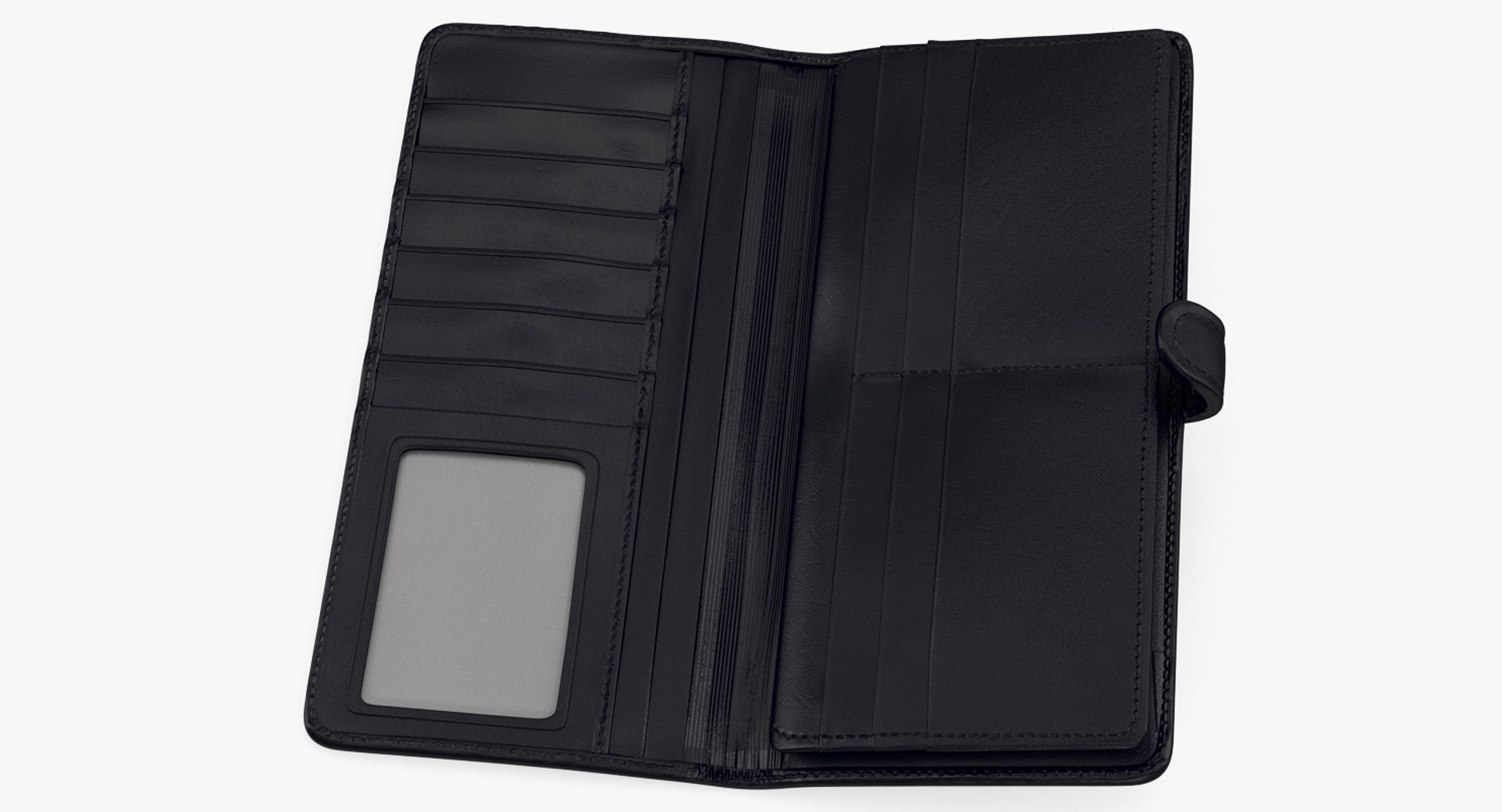 Open Long Wallet Black 3D Model 3D model preview