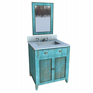 3D Rustic Wood Bathroom Sink model