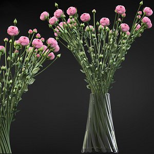 swirling bouquet small pink 3D model