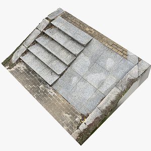 Steps with leaves in the park 3d scan 3D model