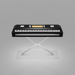 Simple Black-Coloured Keyboard Instrumental with Metalled  Speaker 3D model