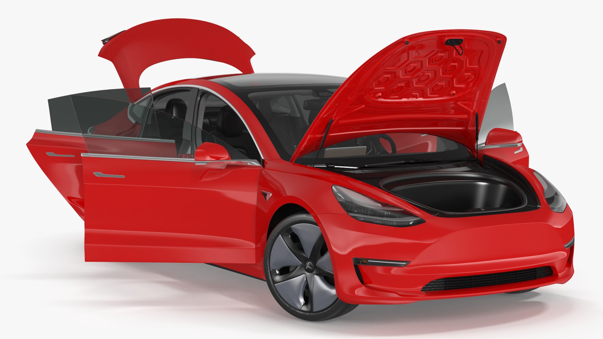 Tesla with Aero Wheel Cower Accessories Rigged for Cinema 4D 3D model preview