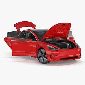3D Tesla with Aero Wheel Cower Accessories Rigged for Cinema 4D