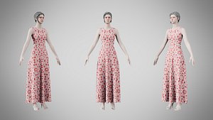 Dress 31 Crimson Bloom Lattice 3D model