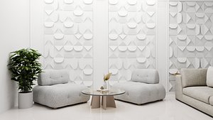 3D Wall decor and Sofa