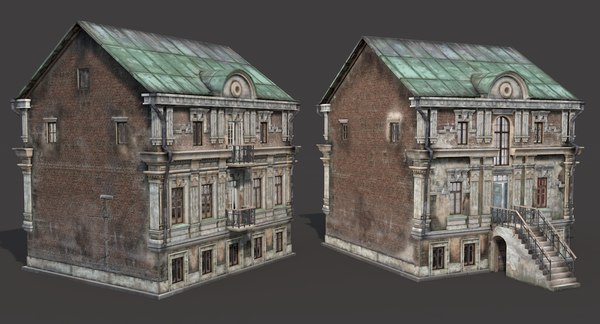 old abandoned townhouse house 3d model