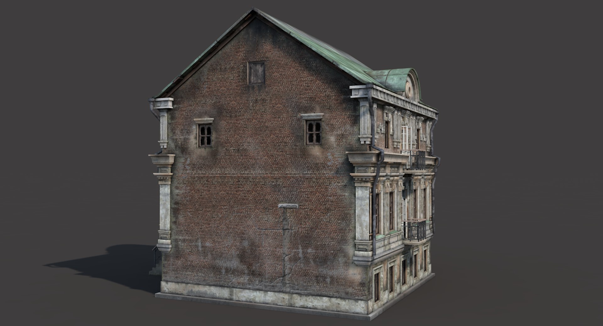 Old Abandoned Townhouse House 3d Model