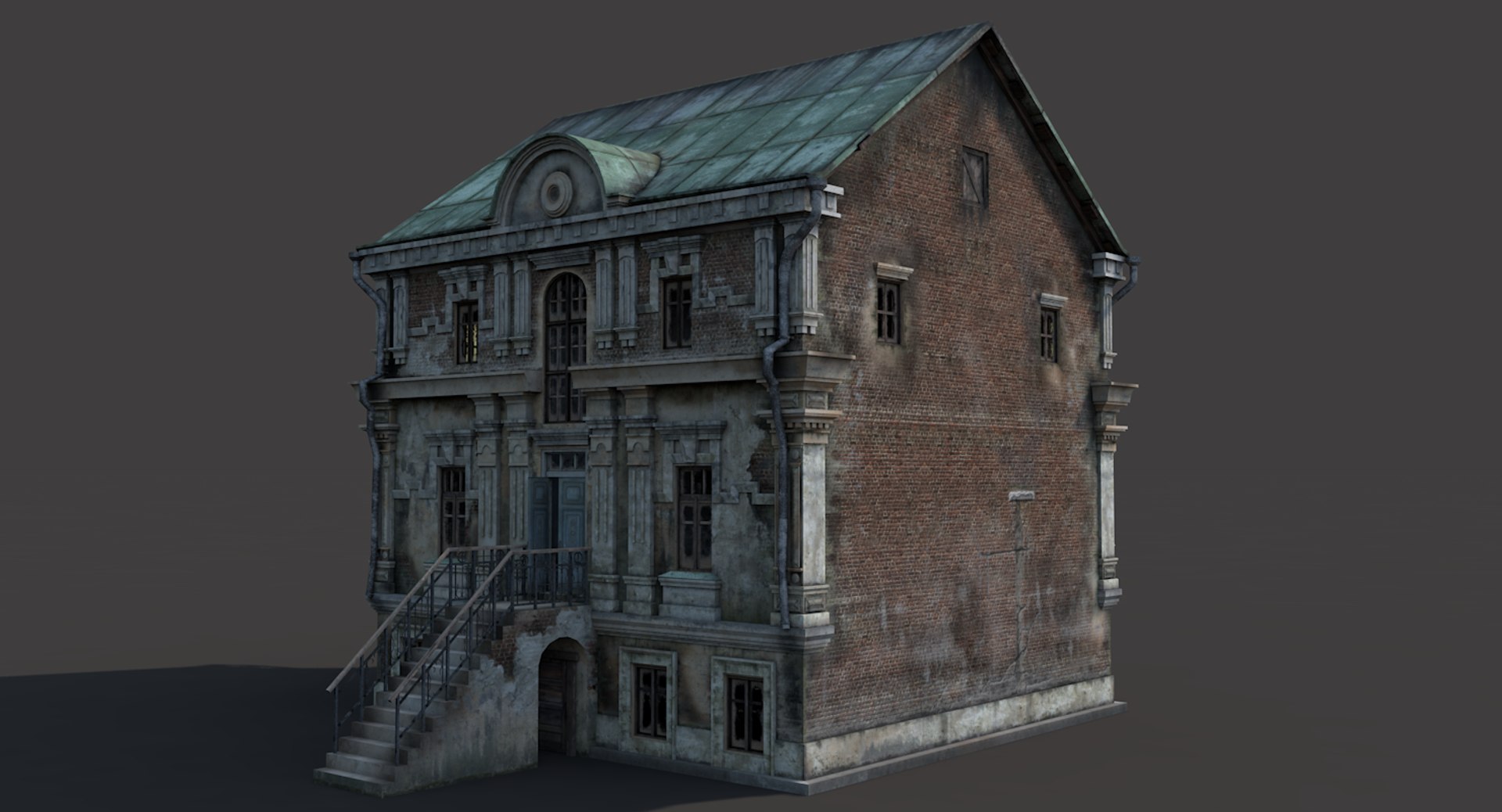 old abandoned townhouse house 3d model