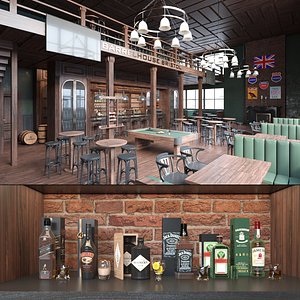 British Barrelhouse Pub Interior 3D model