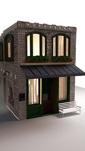 story brick building 3d model