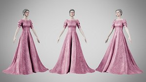 3D Dress 50 Dusty Rose Velvet With Design