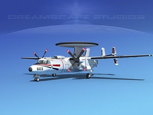 3d model of grumman e-2c hawkeye