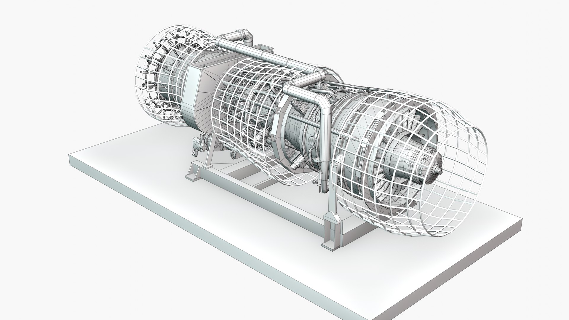Turbine engine with pipes 3D model https://p.turbosquid.com/ts-thumb/AX/o8NBjD/ig/wireframe_0005/jpg/1681993739/1920x1080/fit_q87/abd5c9b8b7d75eae3b07fa1f73e6e3f839cf9a6e/wireframe_0005.jpg