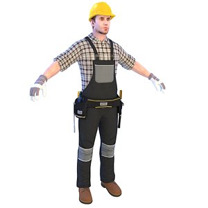 worker man helmet 3D