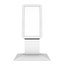 Chiosco per display video con supporto per schermo LCD. Stand fieristico in bianco.
