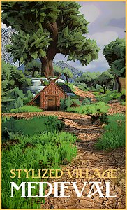 Modular Medieval stylized village 3D model