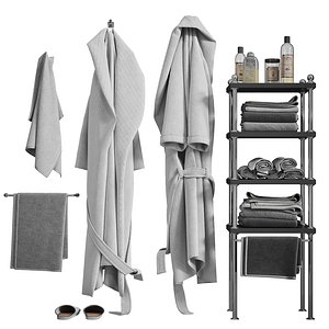 White robe and towels 3D model