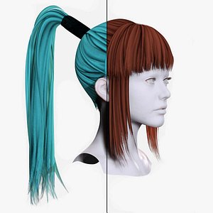 Female Ponytail Hair -Samurai Style model