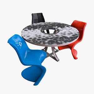 Table and chairs for outdoor cafe 3D model