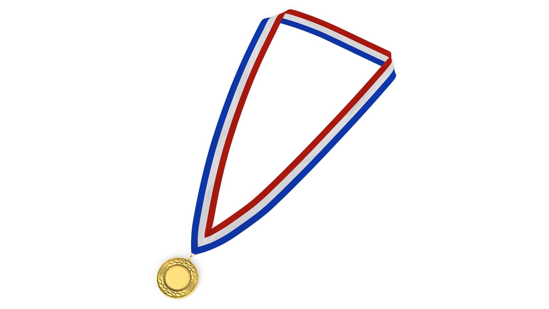 Golden Award Medal with Ribbon 3D model preview