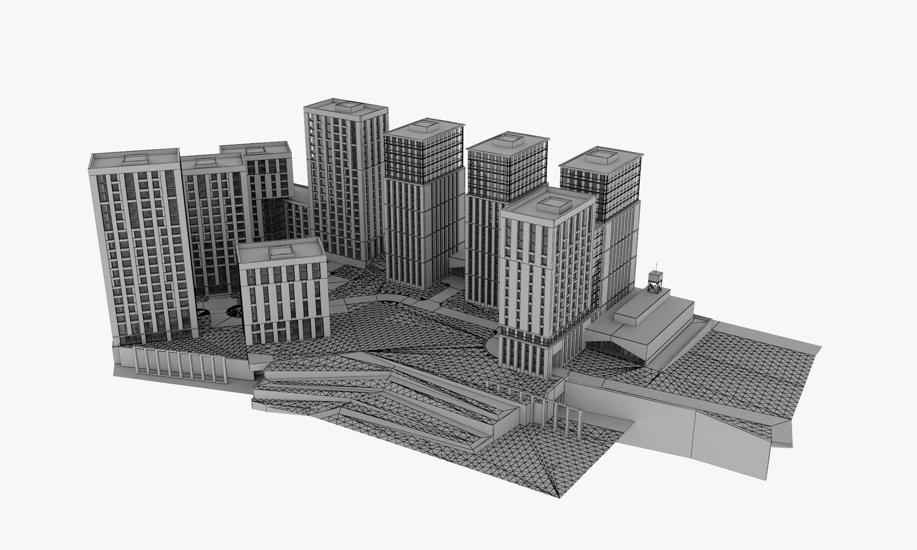 Architecture Brick Residential Complex Model - TurboSquid 1366179